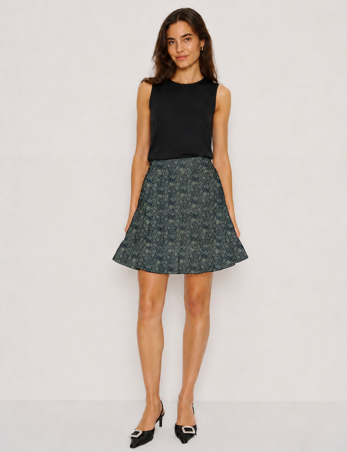 Short tiered skirt - Grey Tropical