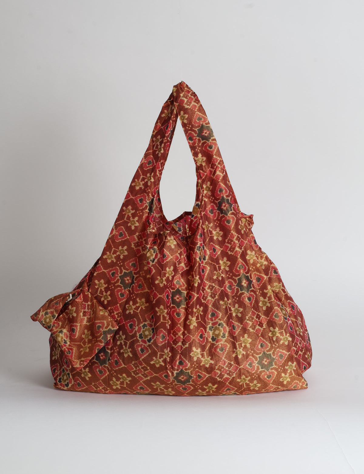 Reusable Bag in Grey Abstract, handmade from an upcycled sari by I was a Sari
