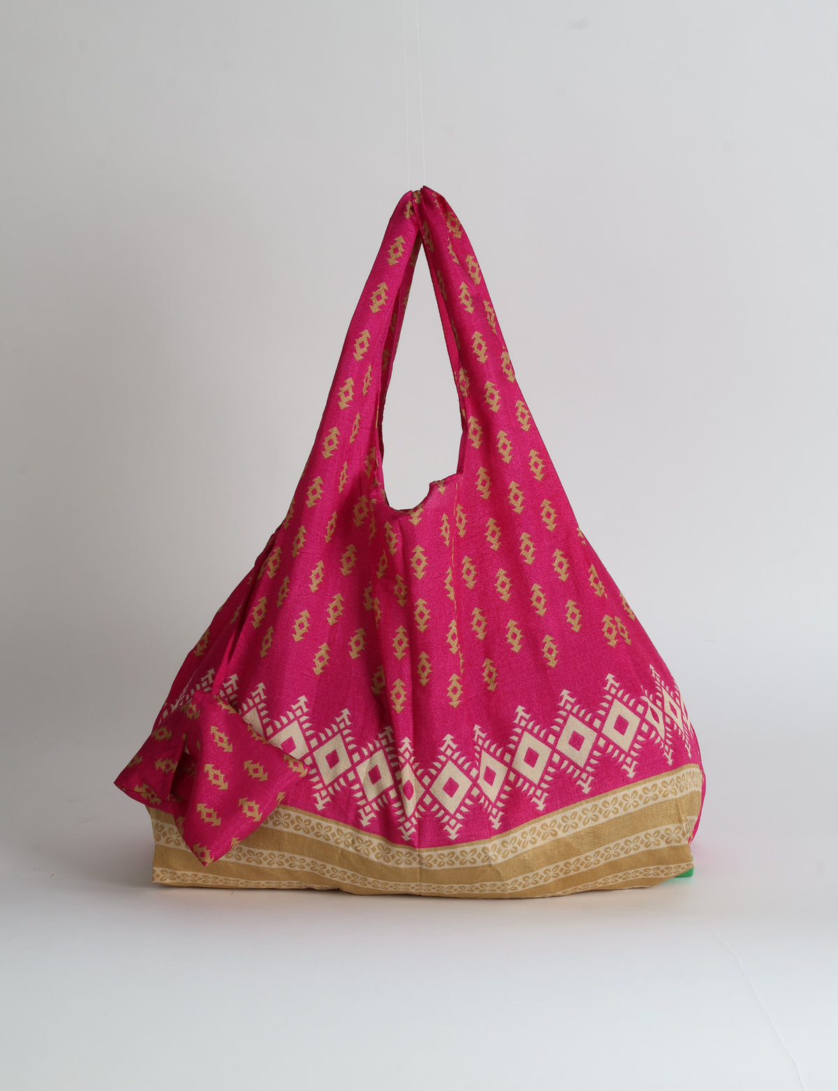 Reusable Bag in Grey Abstract, handmade from an upcycled sari by I was a Sari