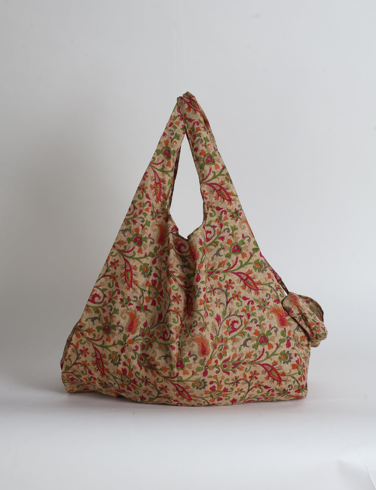 Reusable Bag in Grey Abstract, handmade from an upcycled sari by I was a Sari