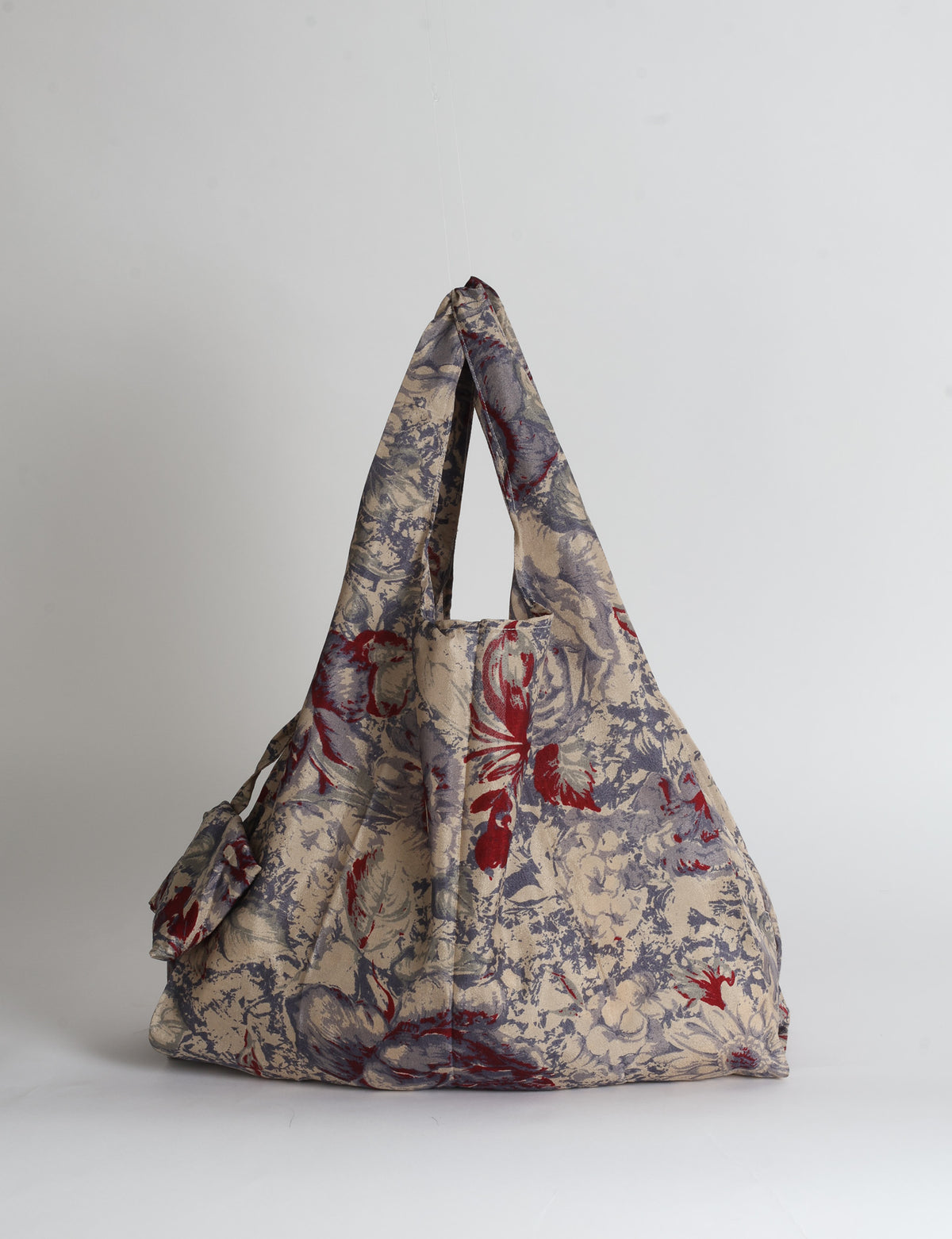 Reusable Bag in Grey Abstract, handmade from an upcycled sari by I was a Sari