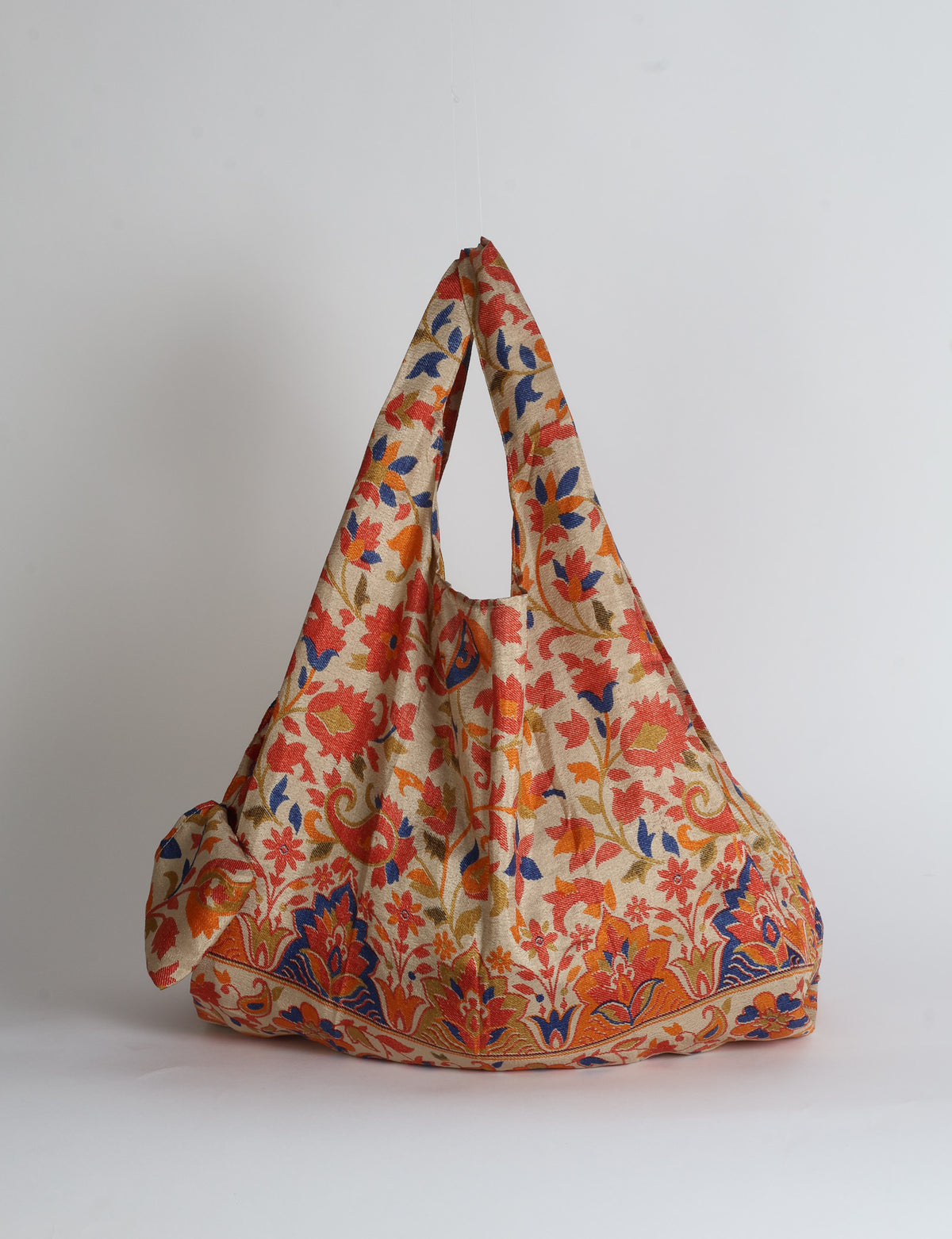 Reusable Bag in Grey Abstract, handmade from an upcycled sari by I was a Sari