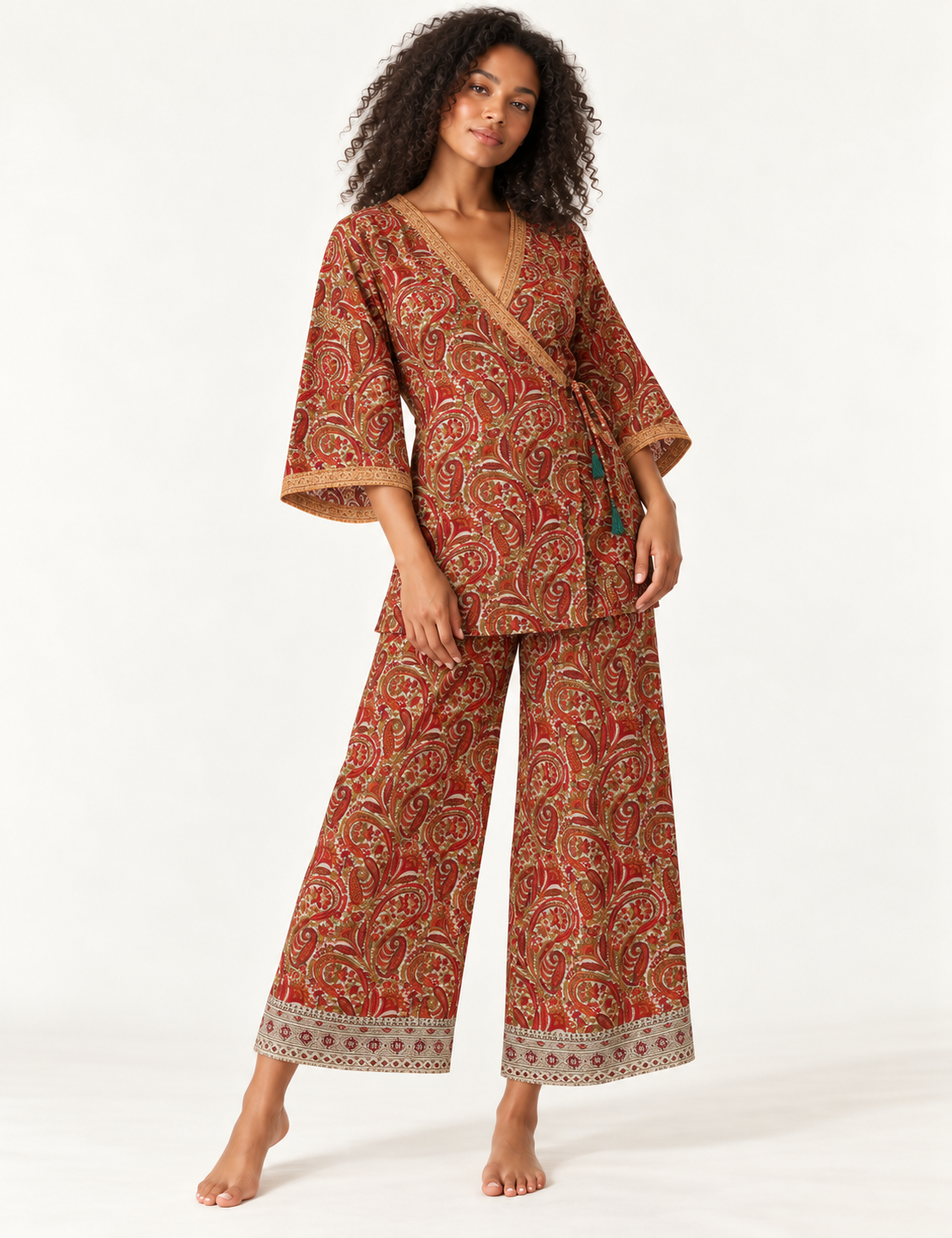 Tunic Set - Red Paisley
