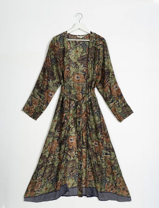 Beach Robe - Green Floral