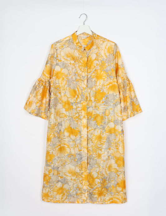 Discover ethical elegance with our Bell Sleeve Coat, handcrafted by Indian artisans from recycled materials. This sustainable fashion piece is a statement in eco-friendly clothing, combining style and consciousness effortlessly.