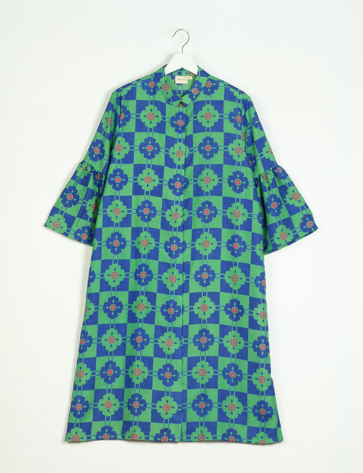 Bell Sleeve Coat - Blue Floral