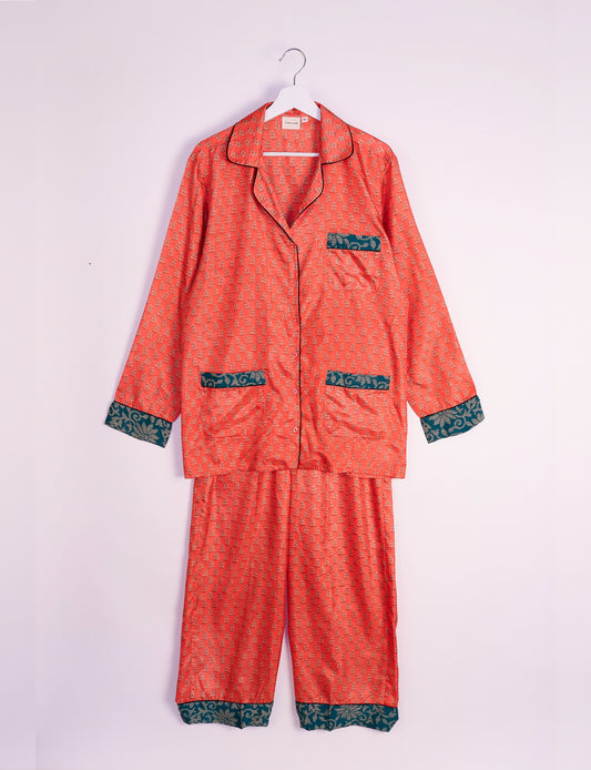 Pj Set Long With Long Sleeves - Orange Micro Design
