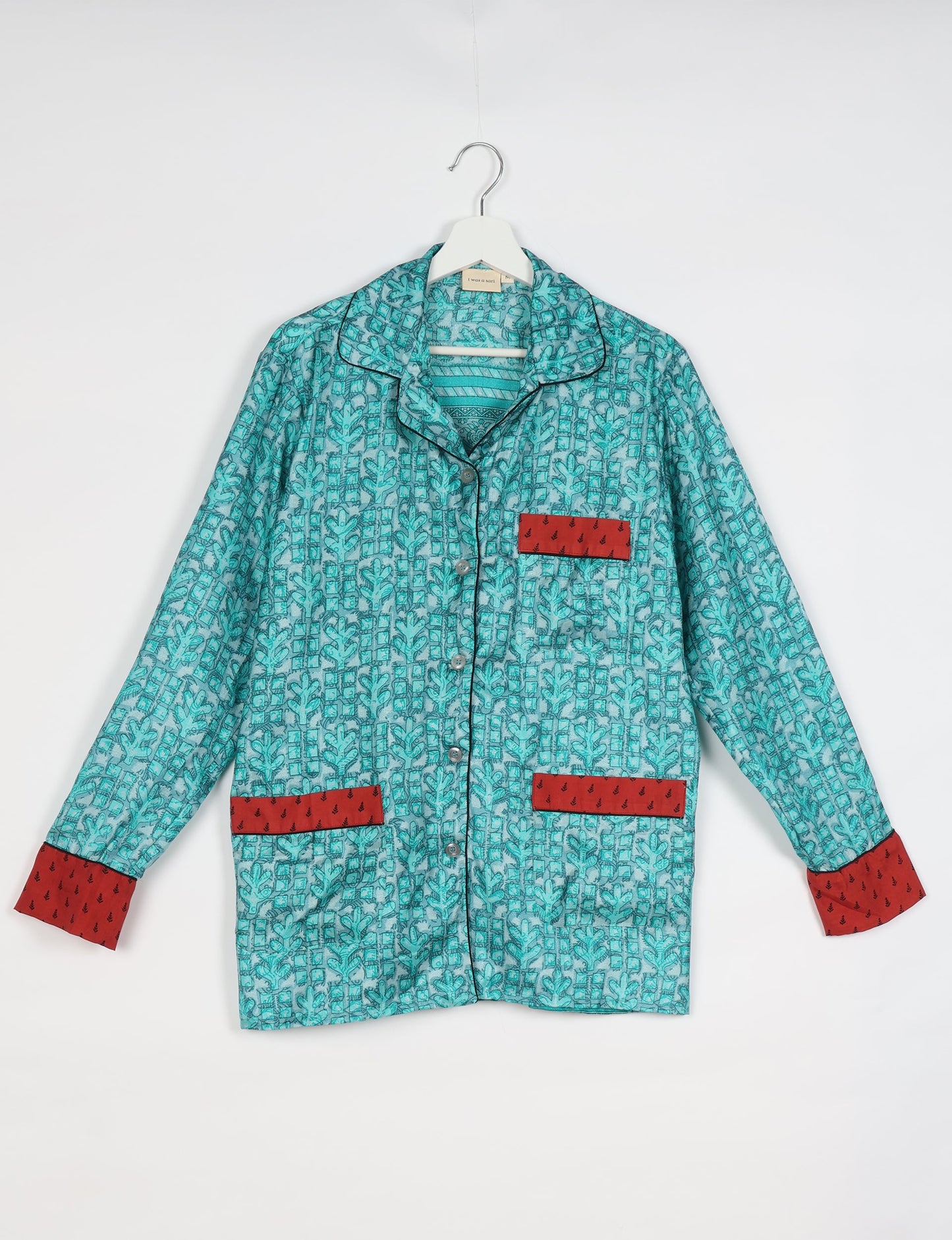 Pj Set Long With Long Sleeves - Blue Leaves