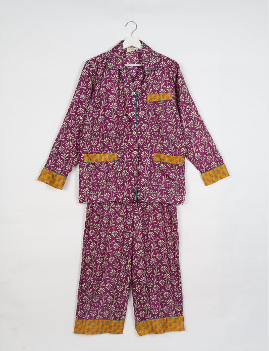 Pj Set Long With Long Sleeves - Purple Floral