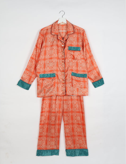 Pj Set Long With Long Sleeves - Orange Indian Ethnic