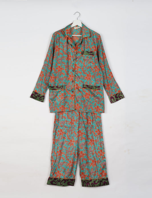 Pj Set Long With Long Sleeves - Blue Floral