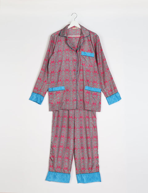 Pyjama long à manches longues - Pink Indian Ethnic