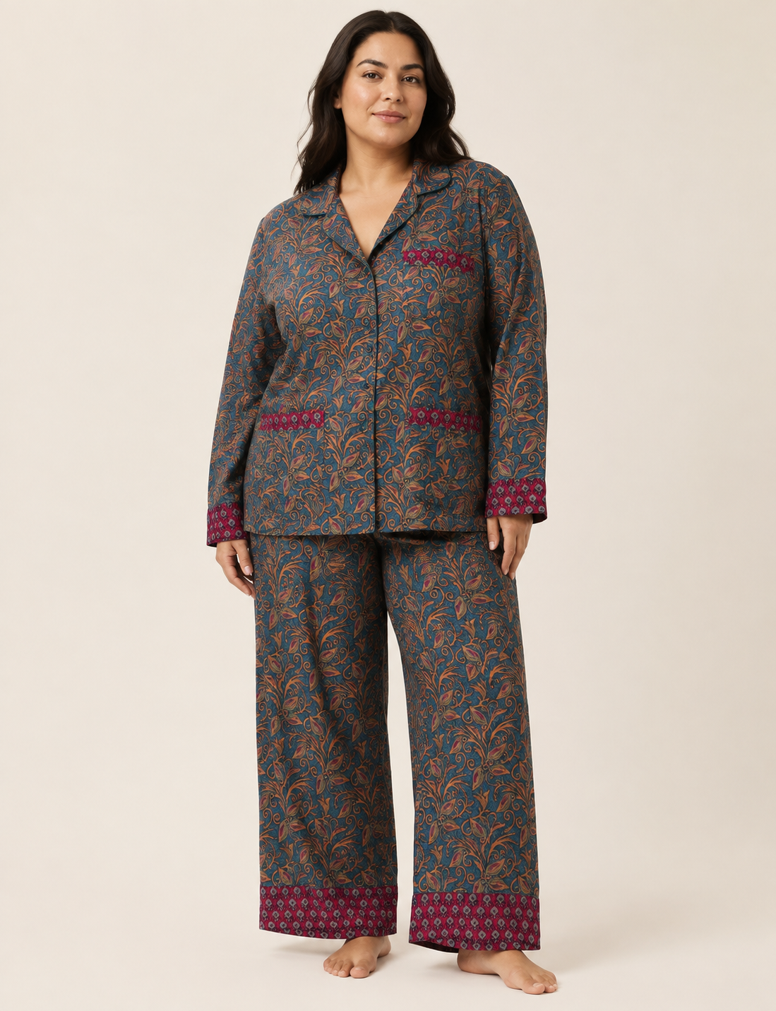 Pj Set Long With Long Sleeves - Blue Floral