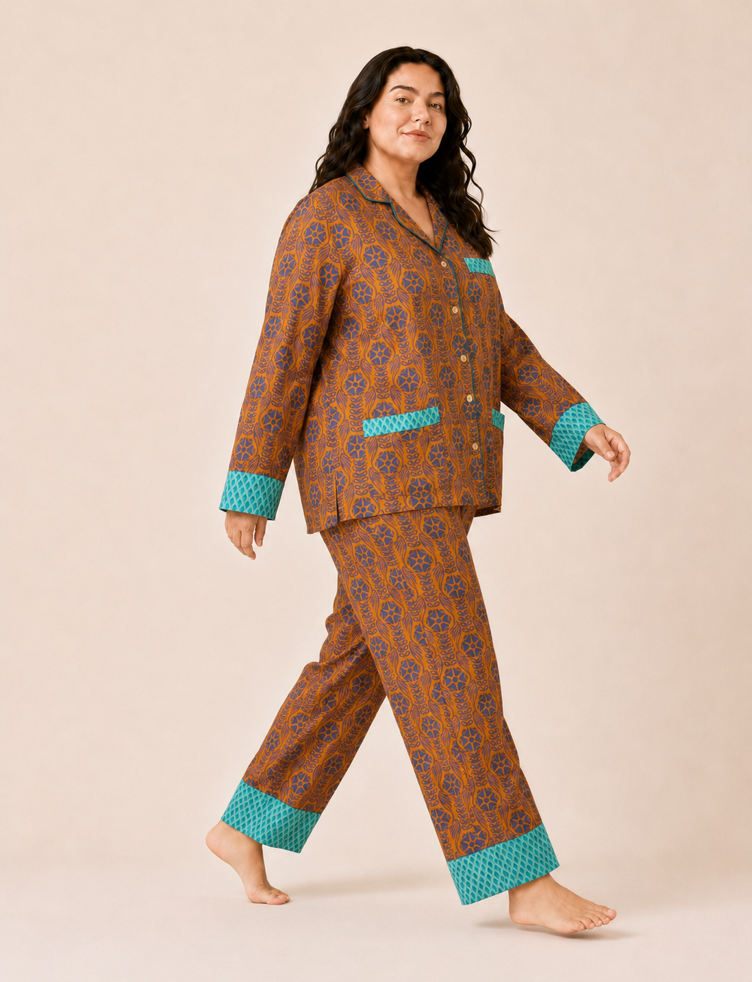 Pj Set Long With Long Sleeves - Yellow Tropical