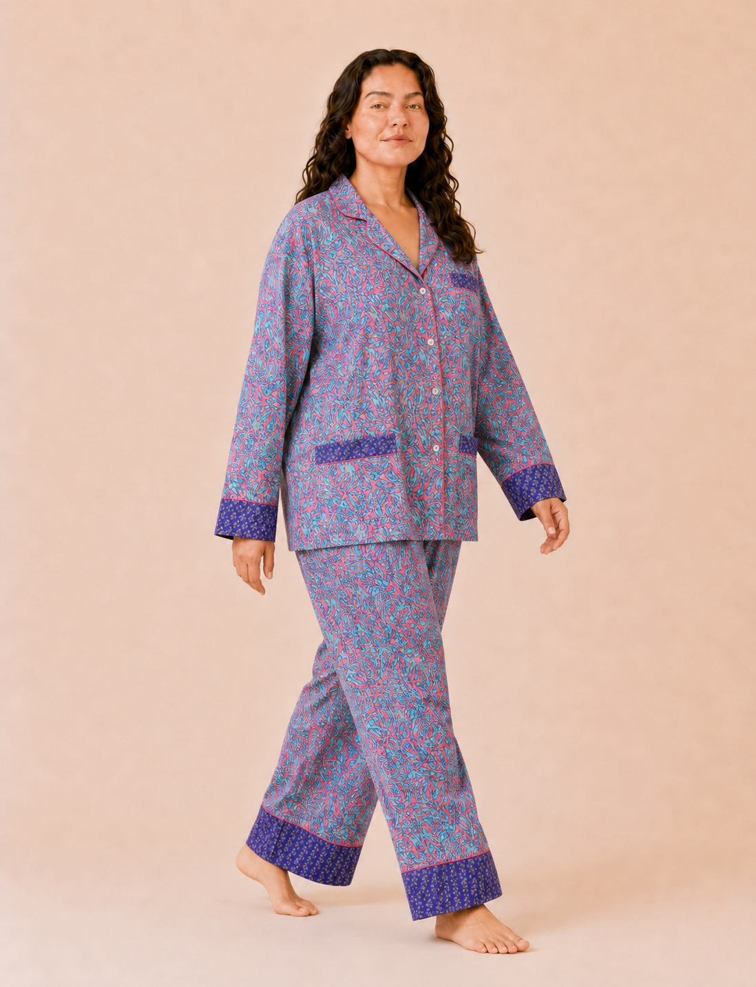Pj Set Long With Long Sleeves - Purple Abstract
