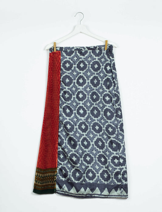 Semi Pleated A Line Skirt - Grey Indian Ethnic