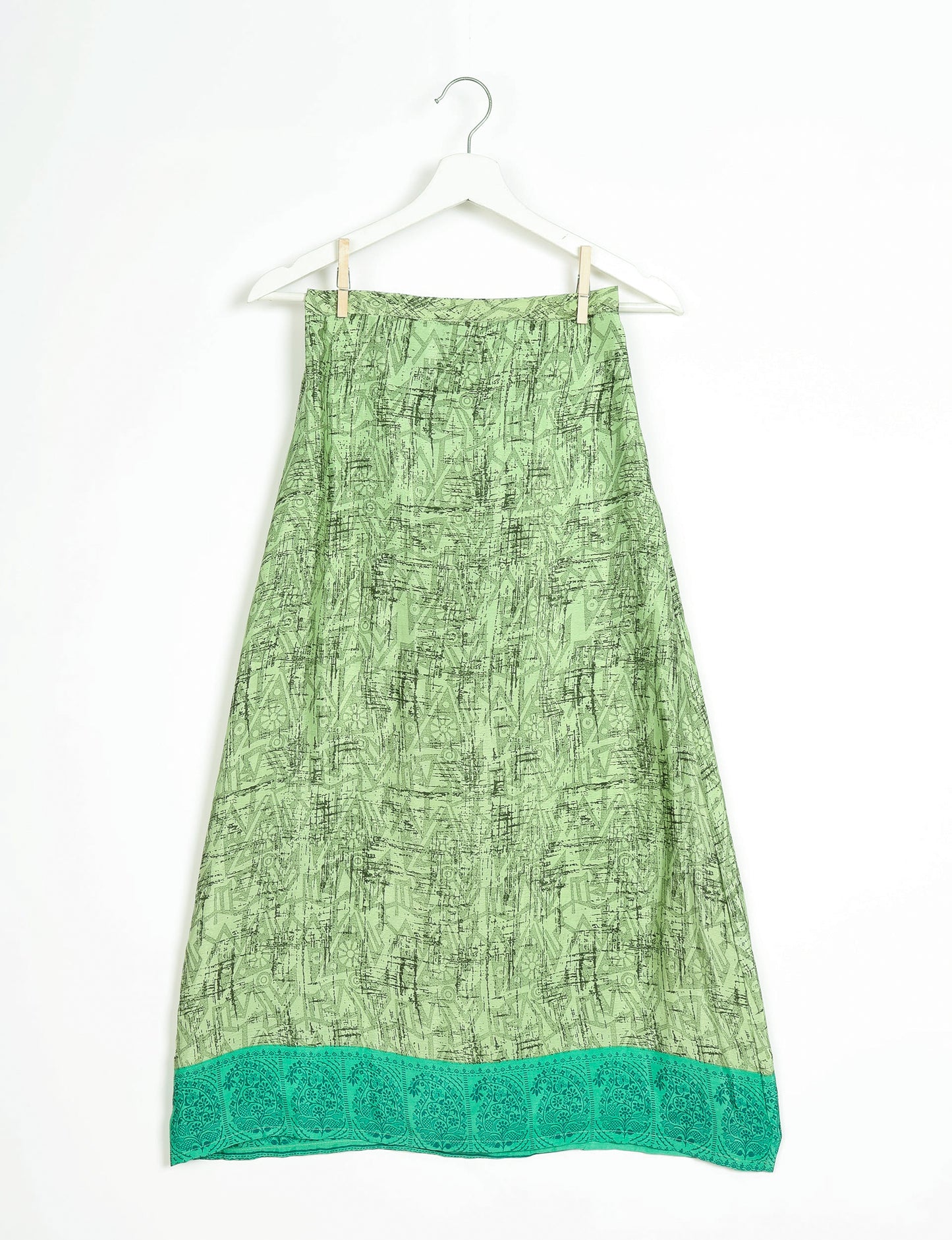 A Line Skirt - Green Abstract