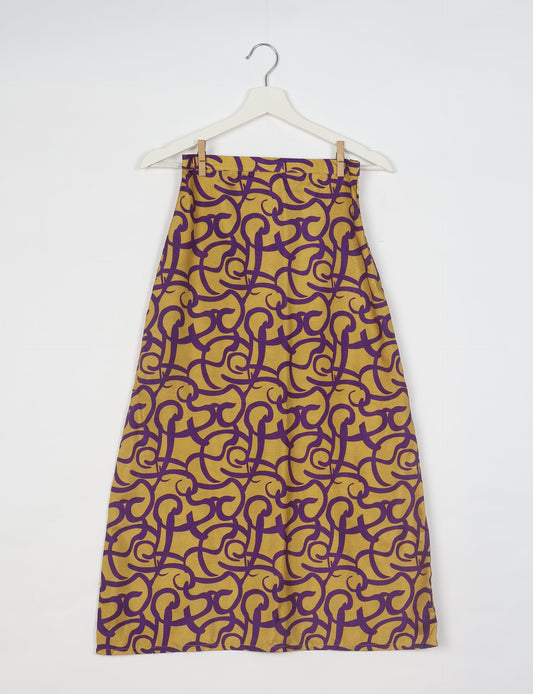 A Line Skirt - Yellow Abstract