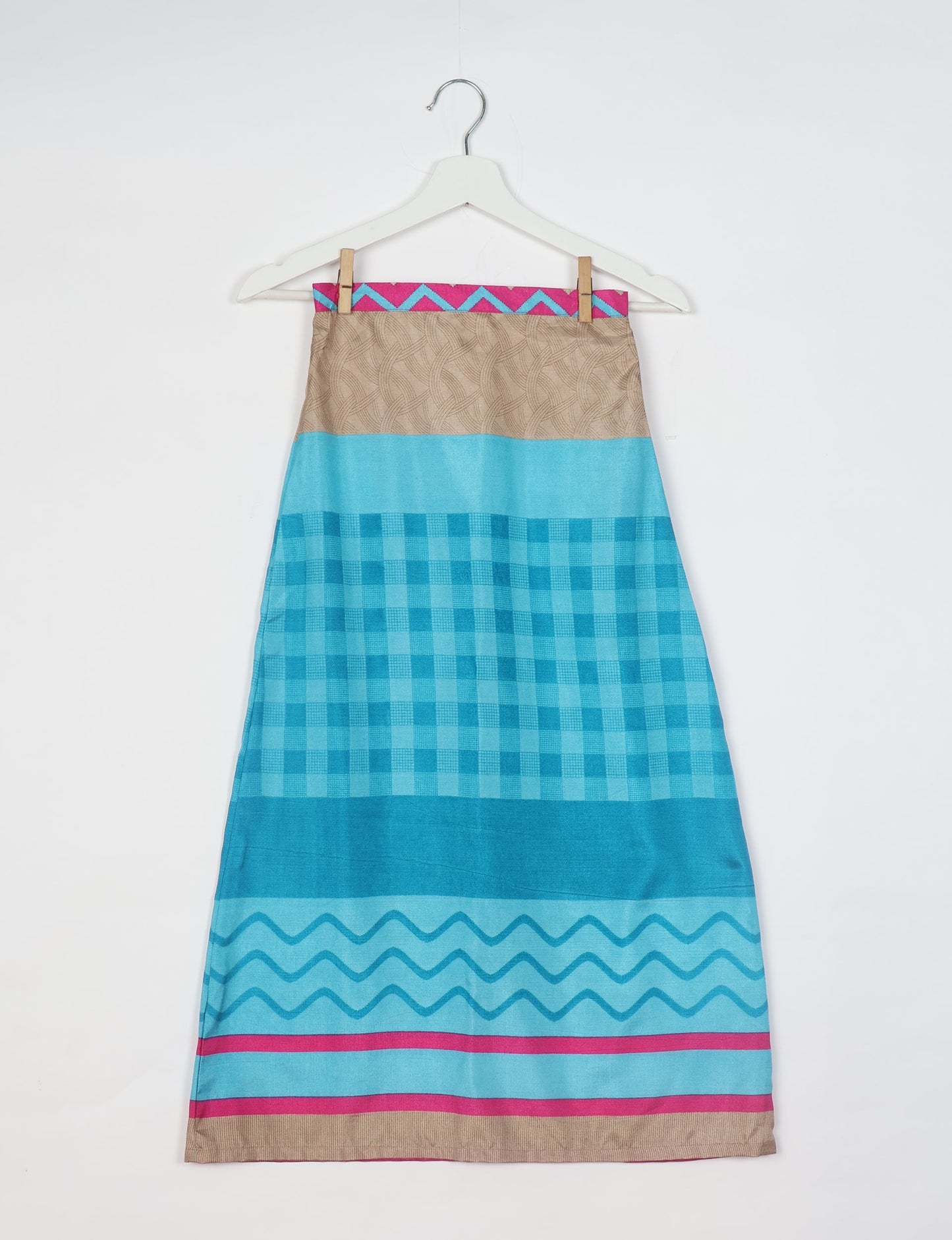 Gonna a trapezio - Blu geometrico