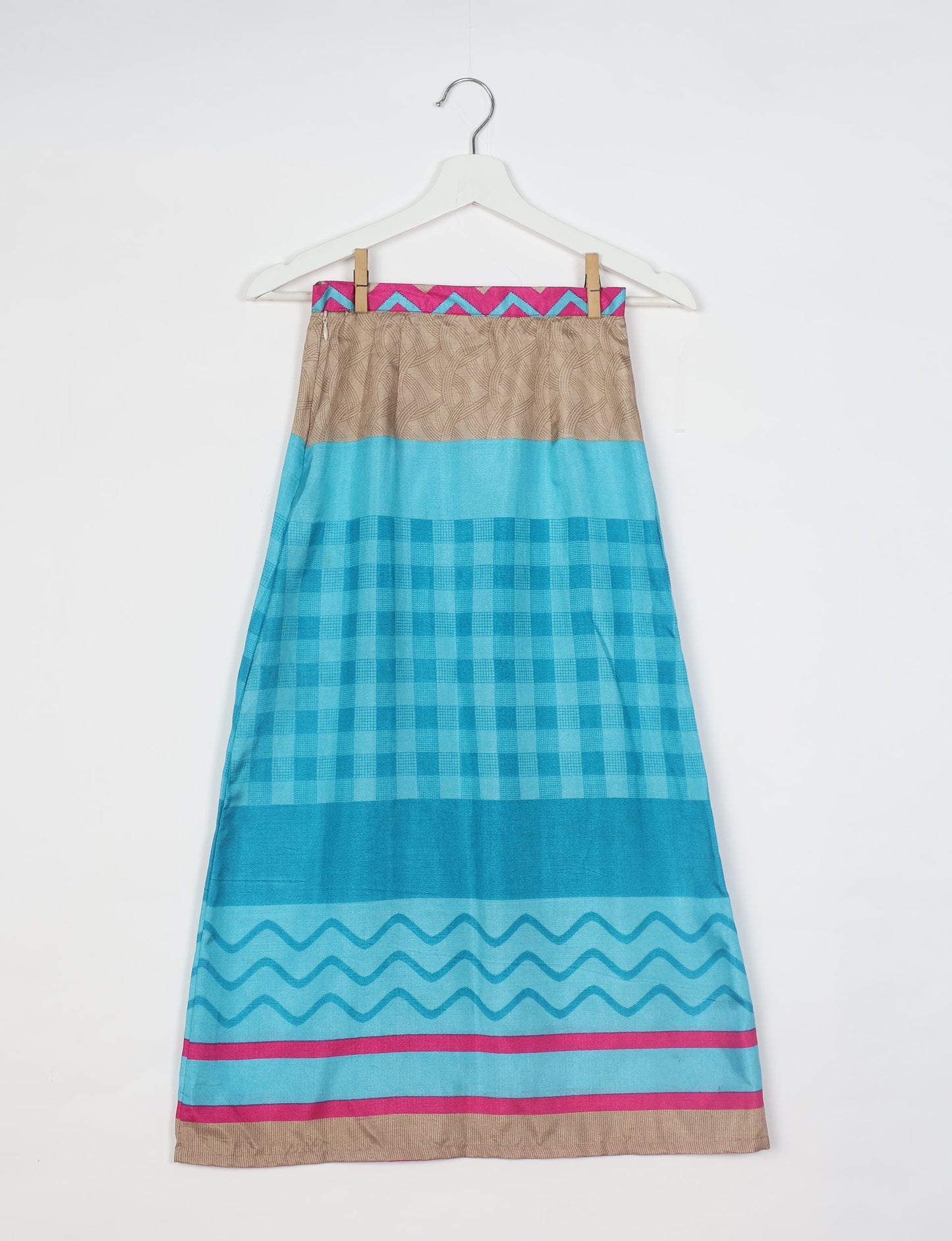 Gonna a trapezio - Blu geometrico