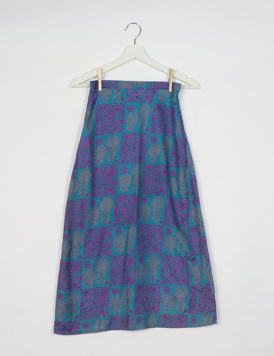 A Line Skirt - Blue Abstract