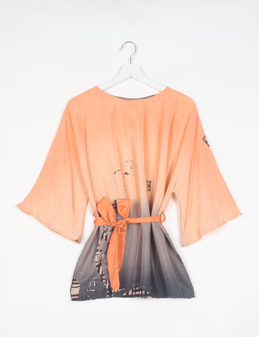 Upcycled women’s Belt Top made from pre-loved saris, showcasing eco friendly cloth, carbon neutral clothing, circular fashion design, environmentally friendly clothing, and second hand clothing elegance.