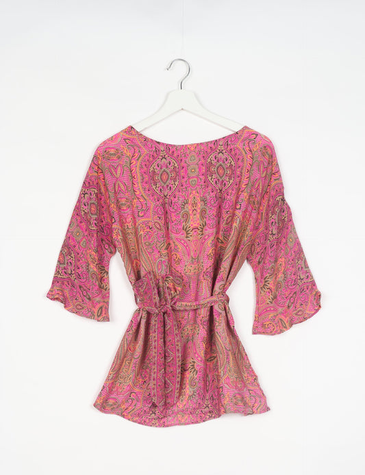 Upcycled women’s Belt Top made from pre-loved saris, showcasing eco friendly cloth, carbon neutral clothing, circular fashion design, environmentally friendly clothing, and second hand clothing elegance.