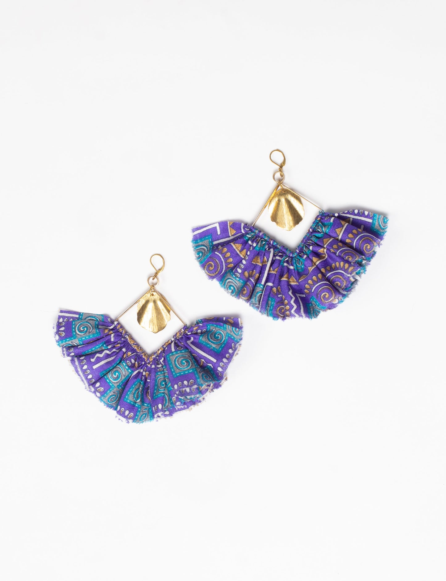 Bold and distinctive MAXI SQUARE EARRINGS – dramatic accessories with fabric frill, metallic charm, and a raw edge. Hypoallergy tested, skin-friendly metal hooks make these earrings unique and glamorous. Elevate your style with these eye-catching, nickel, and lead-free accessories.