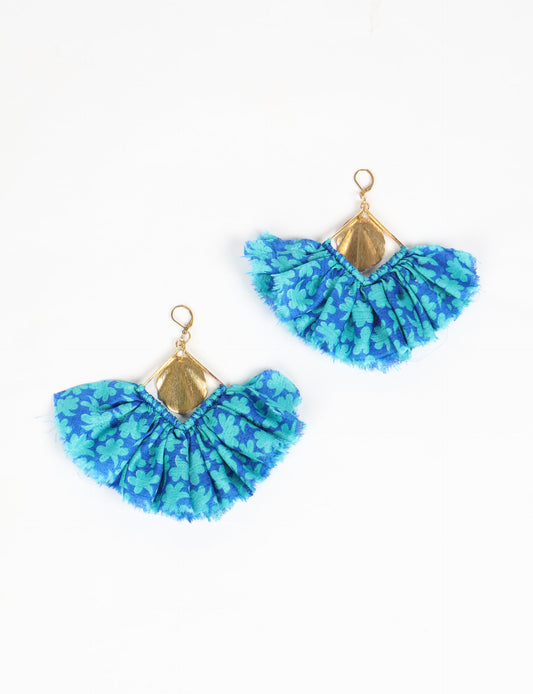 Bold and distinctive MAXI SQUARE EARRINGS – dramatic accessories with fabric frill, metallic charm, and a raw edge. Hypoallergy tested, skin-friendly metal hooks make these earrings unique and glamorous. Elevate your style with these eye-catching, nickel, and lead-free accessories.