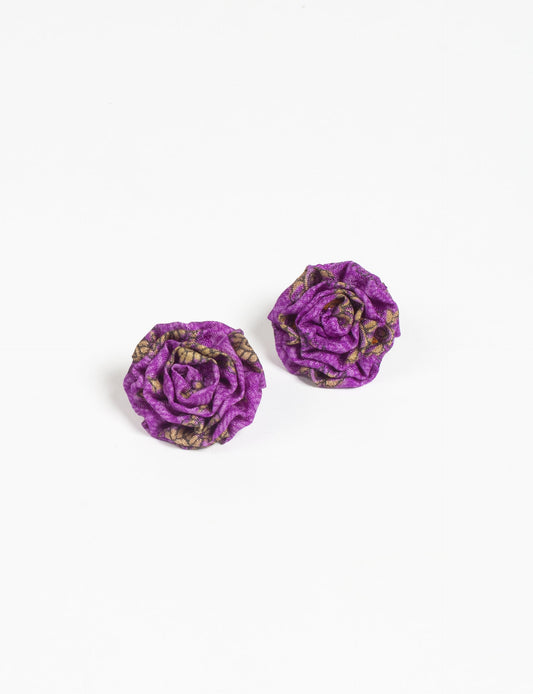 Elevate your elegance with Ruffle Earrings, delicate fabric studs showcasing Indian Aari embroidery. These eco-friendly earrings feature intricate floral patterns, embodying ethical and green fashion. Hypoallergenic and skin-friendly, our studs make a stylish statement in sustainable accessorizing."




