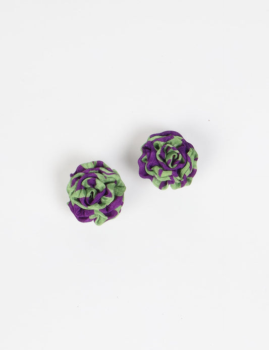 Ruffle Earrings 183 - Purple Abstract