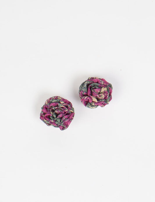 Ruffle Earrings 183 - Pink Abstract