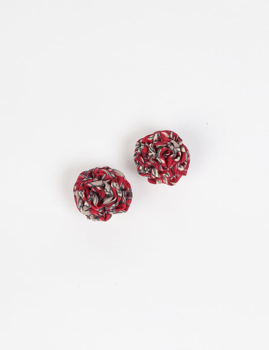 Ruffle Earrings 183 - Red Abstract