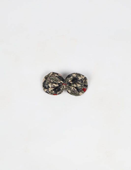 Stylish upcycled women's hairclip made from eco friendly products, reflecting the essence of upcycling fashion, ethical clothing, and sustainable apparel—ideal for those embracing slow fashion and earth friendly clothing.