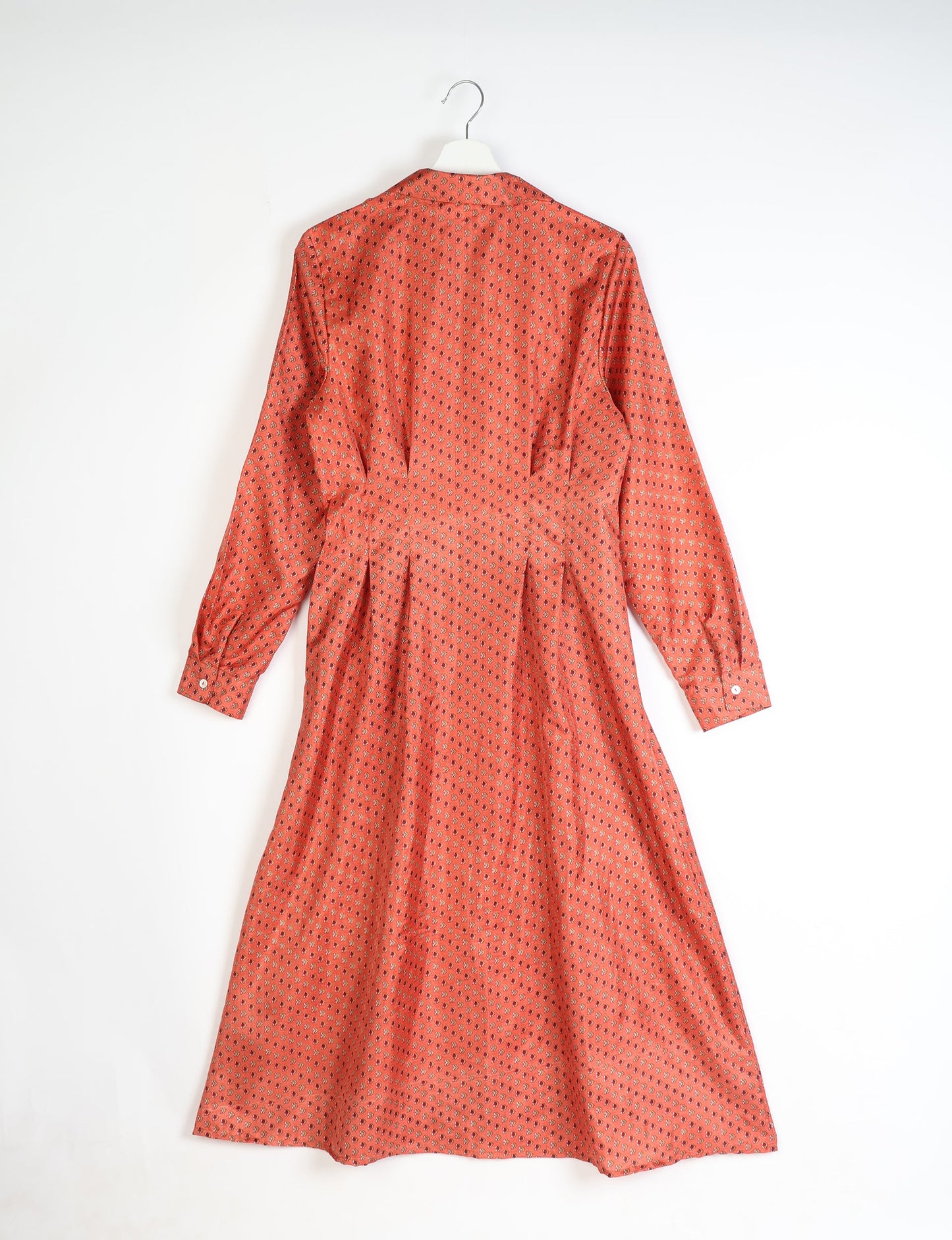 Midi shirt dress with cinched waist, crafted from recycled fabric. A sustainable women's clothing piece representing ethical fashion, eco-friendly products, and upcycled women's clothing.
