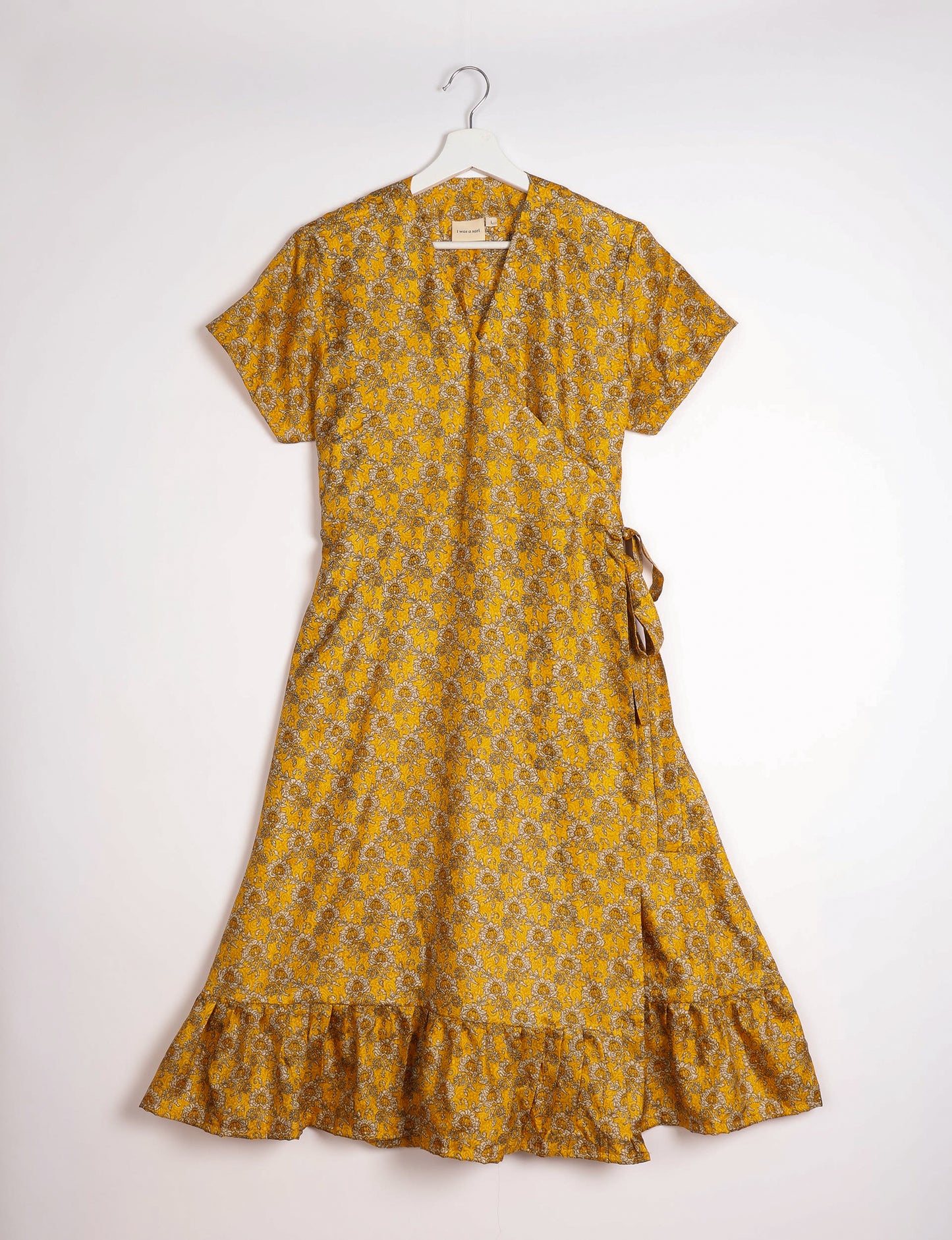 Midi Wrap Dress - Yellow Tropical