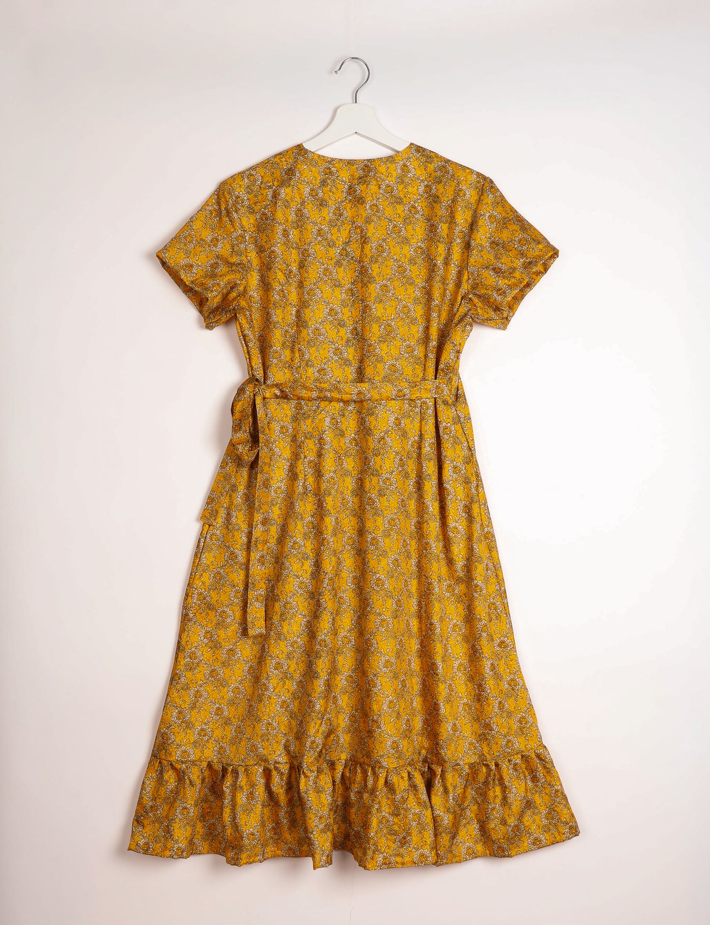 Midi Wrap Dress - Yellow Tropical