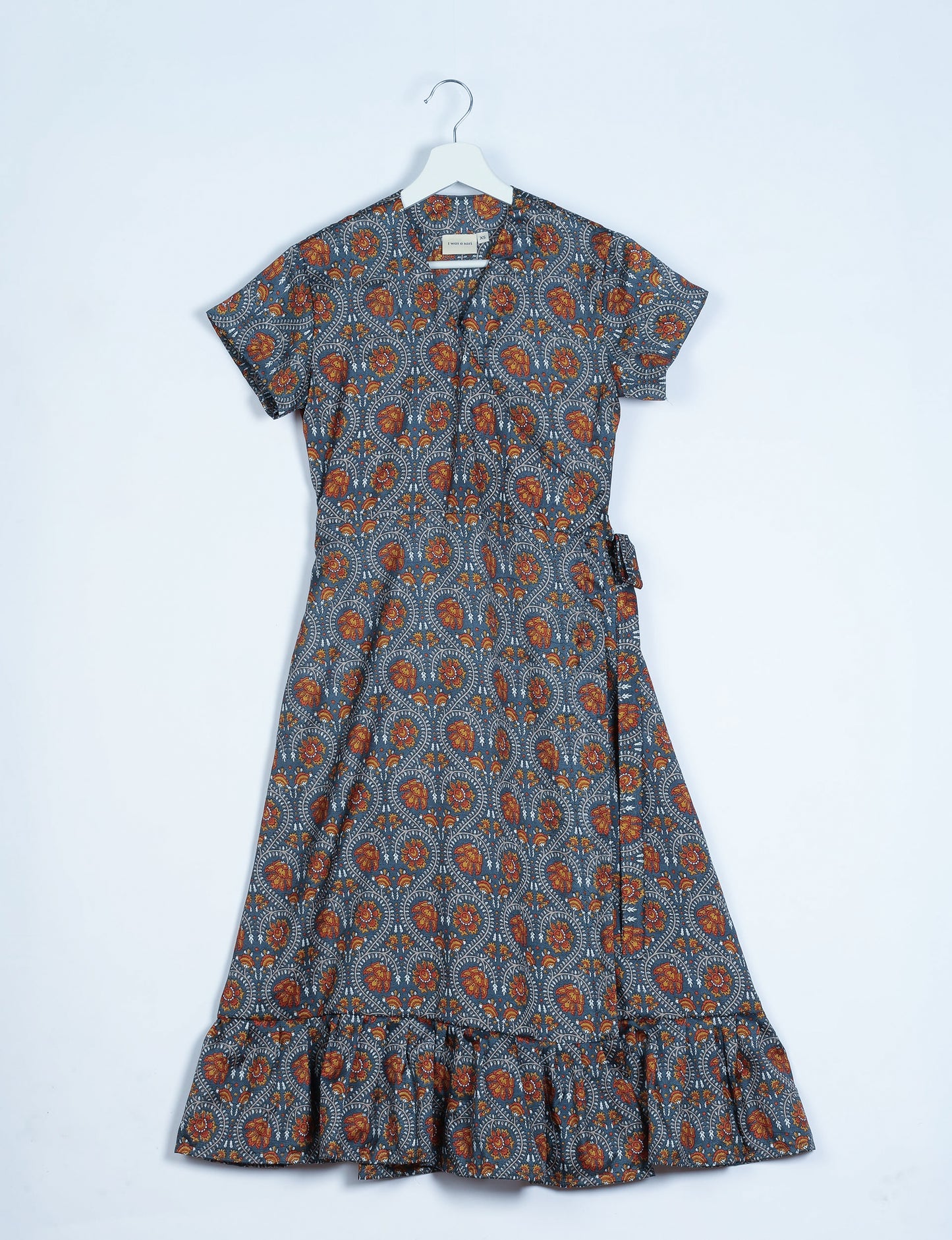 Midi Wrap Dress - Grey Tropical