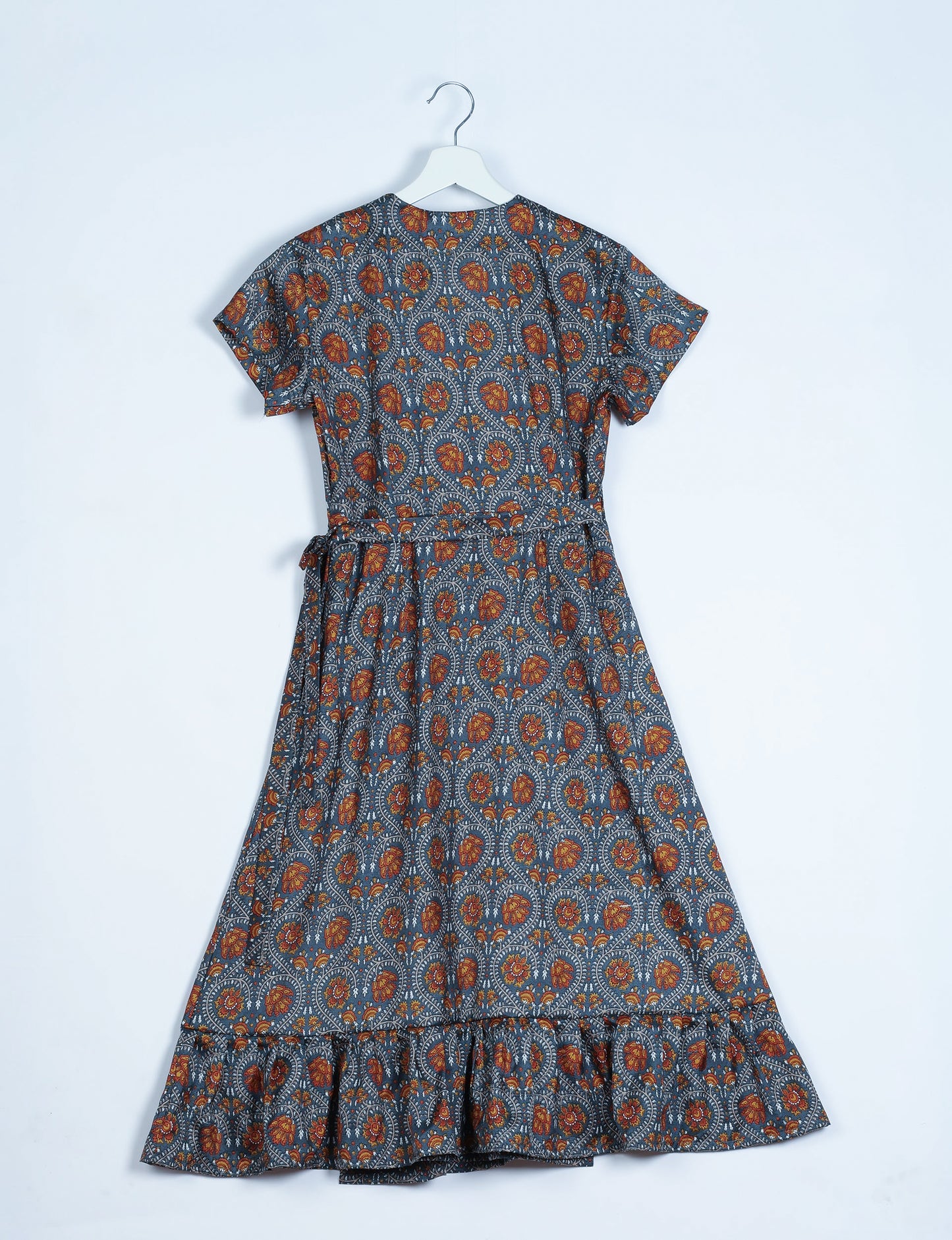 Midi Wrap Dress - Grey Tropical