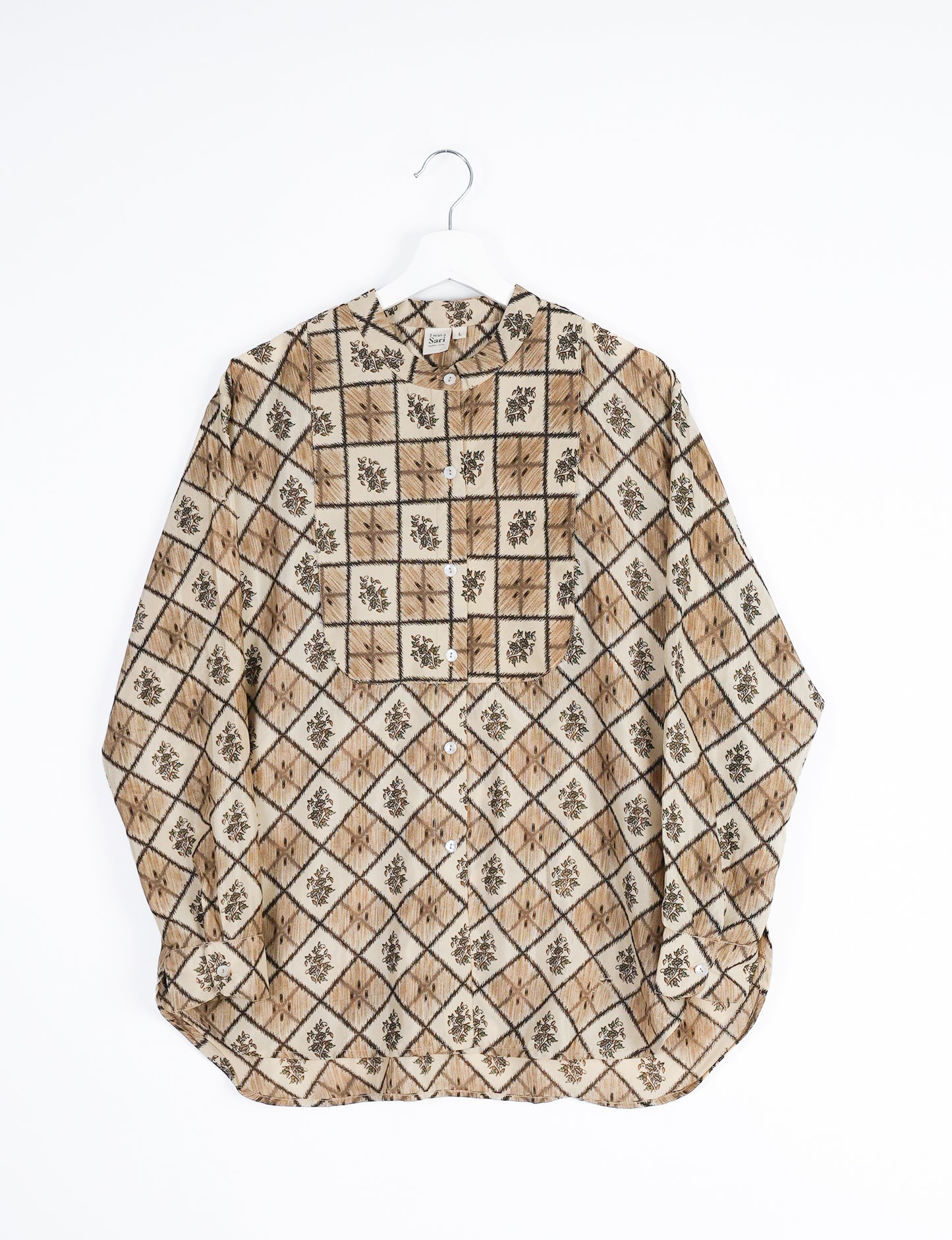 Longline Shirt - Beige Geometric