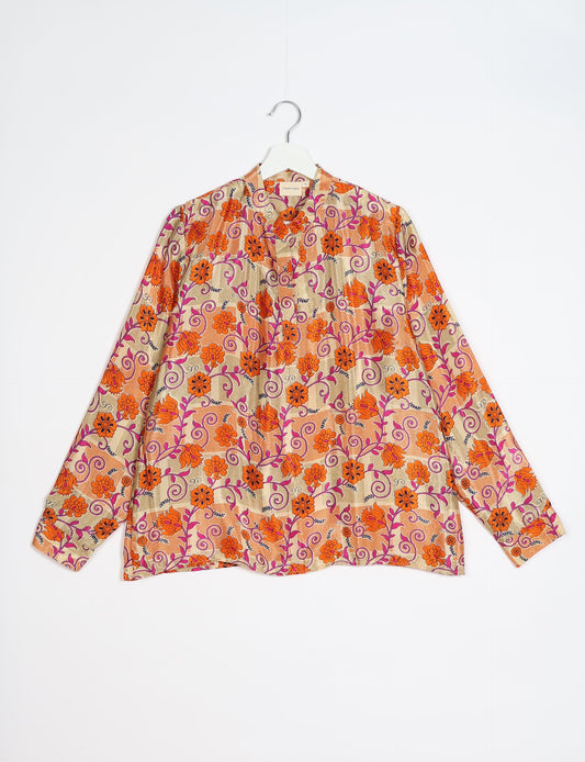 Versatile DAY BLOUSE, a sustainable wardrobe essential with a classic Johnny collar and full sleeves. Lightweight fabric for a comfortable fit, perfect for dressing up or down. Explore ethical clothing and green fashion with this eco-friendly and timeless piece, perfect for any occasion.