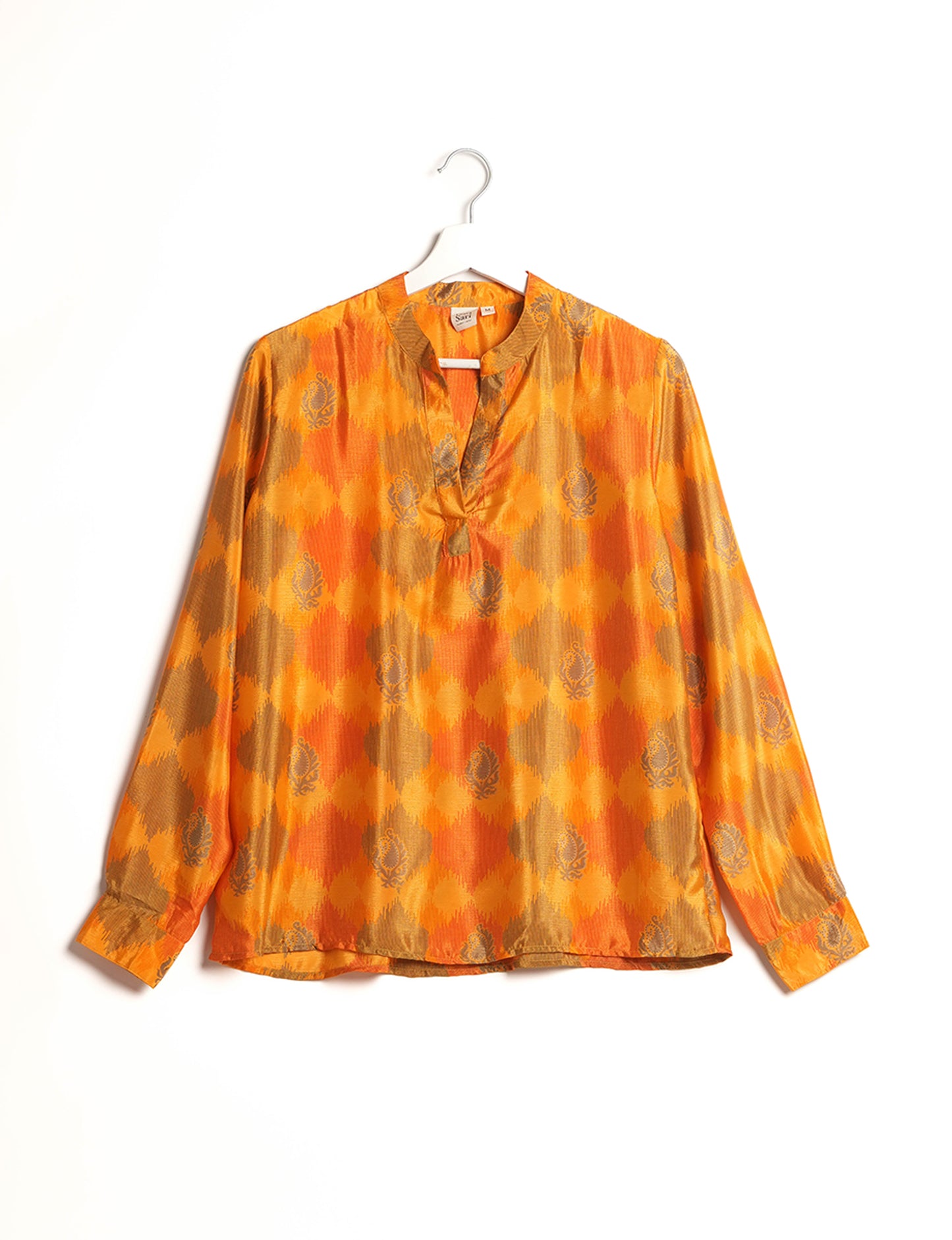Versatile DAY BLOUSE, a sustainable wardrobe essential with a classic Johnny collar and full sleeves. Lightweight fabric for a comfortable fit, perfect for dressing up or down. Explore ethical clothing and green fashion with this eco-friendly and timeless piece, perfect for any occasion.