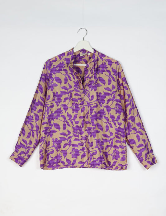 Day Blouse - Beige Leaves