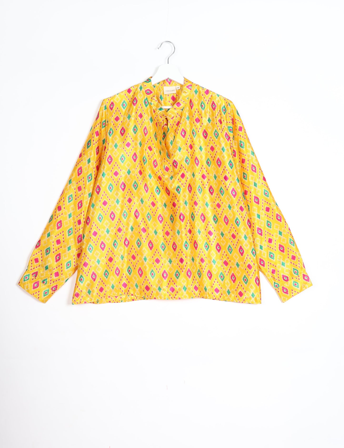 Versatile DAY BLOUSE, a sustainable wardrobe essential with a classic Johnny collar and full sleeves. Lightweight fabric for a comfortable fit, perfect for dressing up or down. Explore ethical clothing and green fashion with this eco-friendly and timeless piece, perfect for any occasion.