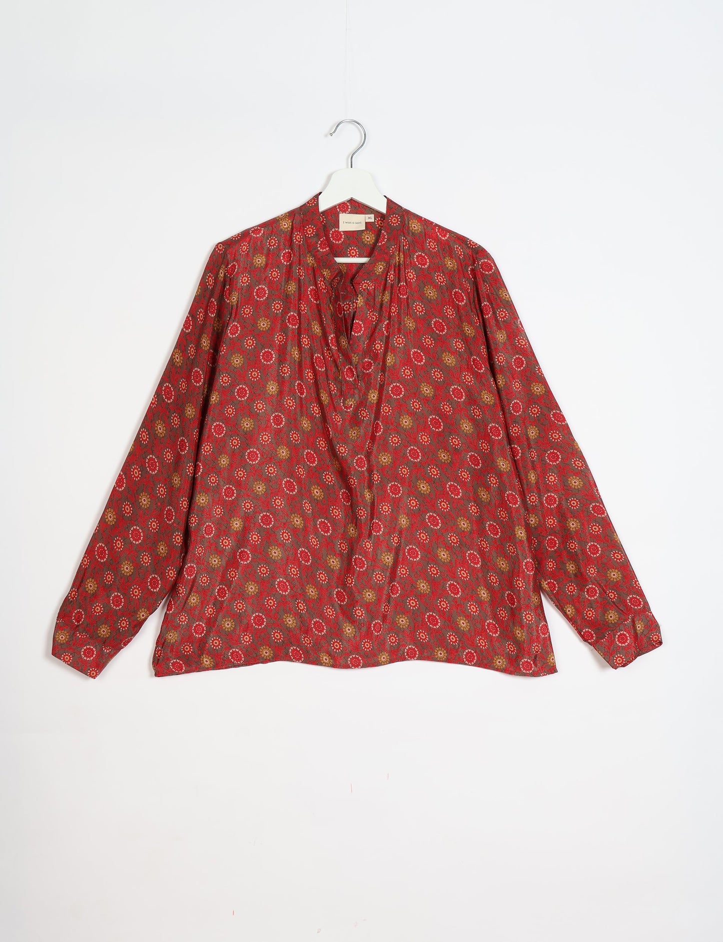 Versatile DAY BLOUSE, a sustainable wardrobe essential with a classic Johnny collar and full sleeves. Lightweight fabric for a comfortable fit, perfect for dressing up or down. Explore ethical clothing and green fashion with this eco-friendly and timeless piece, perfect for any occasion.