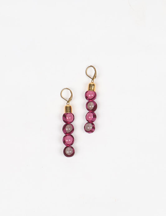 Beaded Dangler Earrings - Pink Abstract