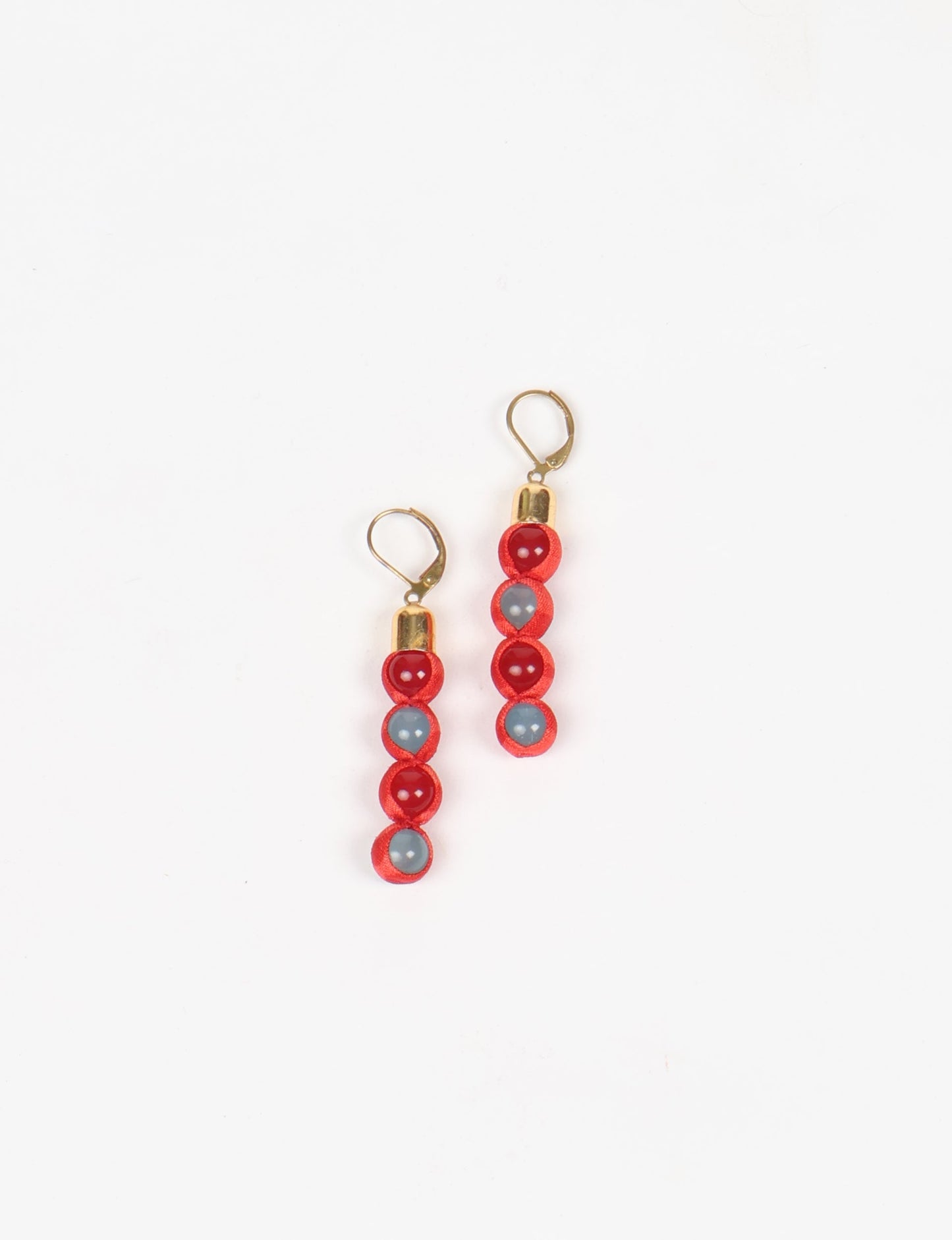 Beaded Dangler Earrings - Red Abstract