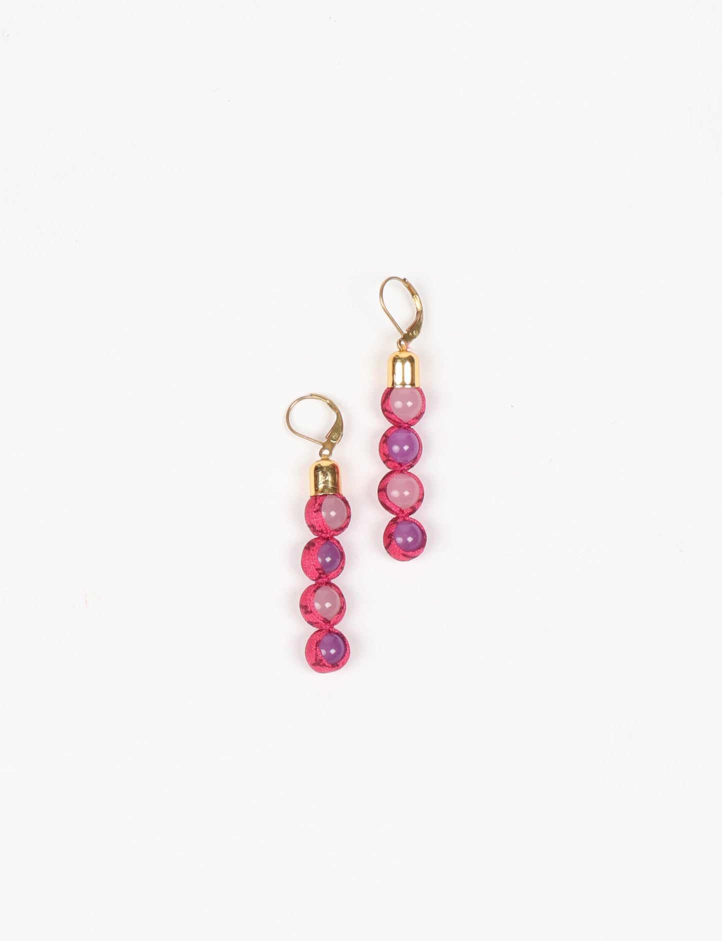 Beaded Dangler Earrings - Pink Abstract