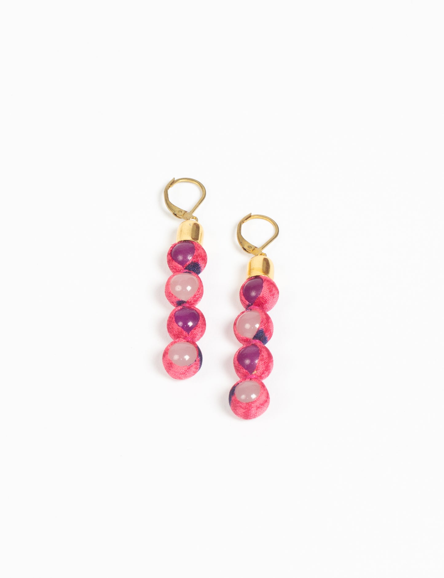 Beaded Dangler Earrings - Pink Abstract