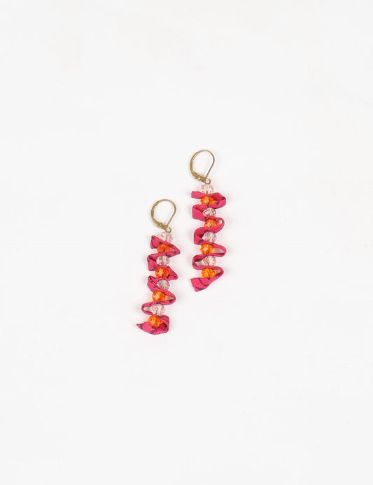Wavy Dangler Earrings made from upcycled materials, showcasing eco-friendly fashion and sustainable women's clothing. A delicate blend of style and environmentally friendly design, perfect for those who value conscious clothing and circular fashion.